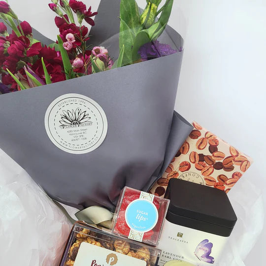 Vancouver | Gourmet Goodies Gift Box with Fresh Flowers
