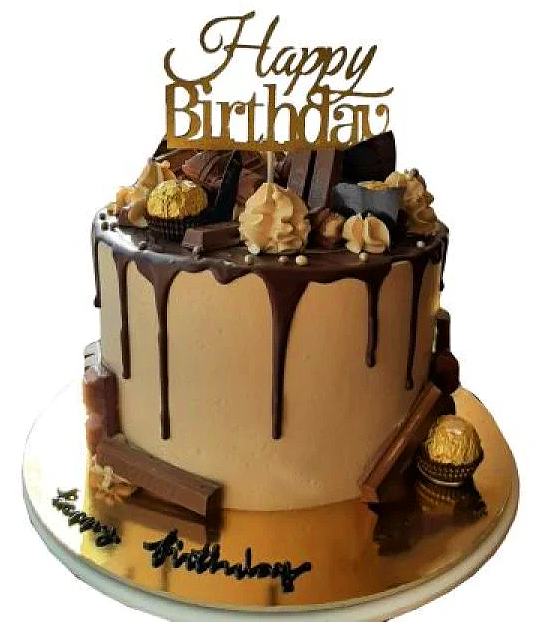 Chocolate Cake Covered with Chocolate and Chocolate Drizzle