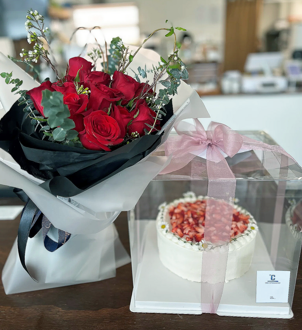 Celebration Cake and Roses
