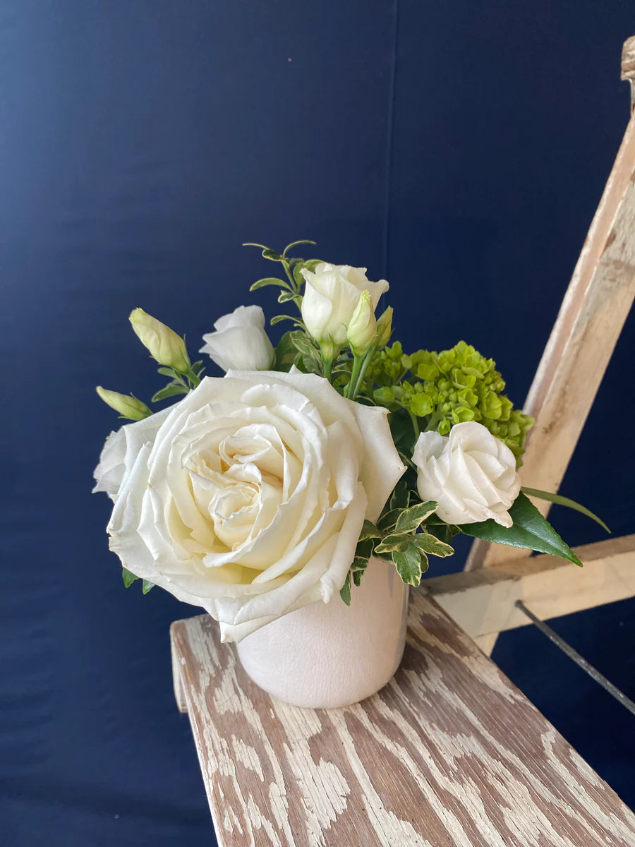 Fleurish White and Green Vase Arrangement - Extra Small