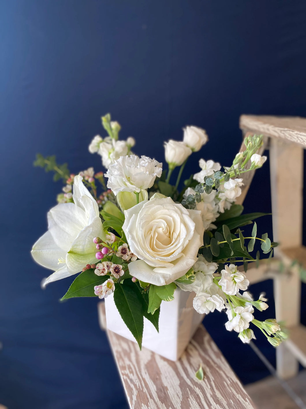 Fleurish White and Green Vase Arrangement - Large
