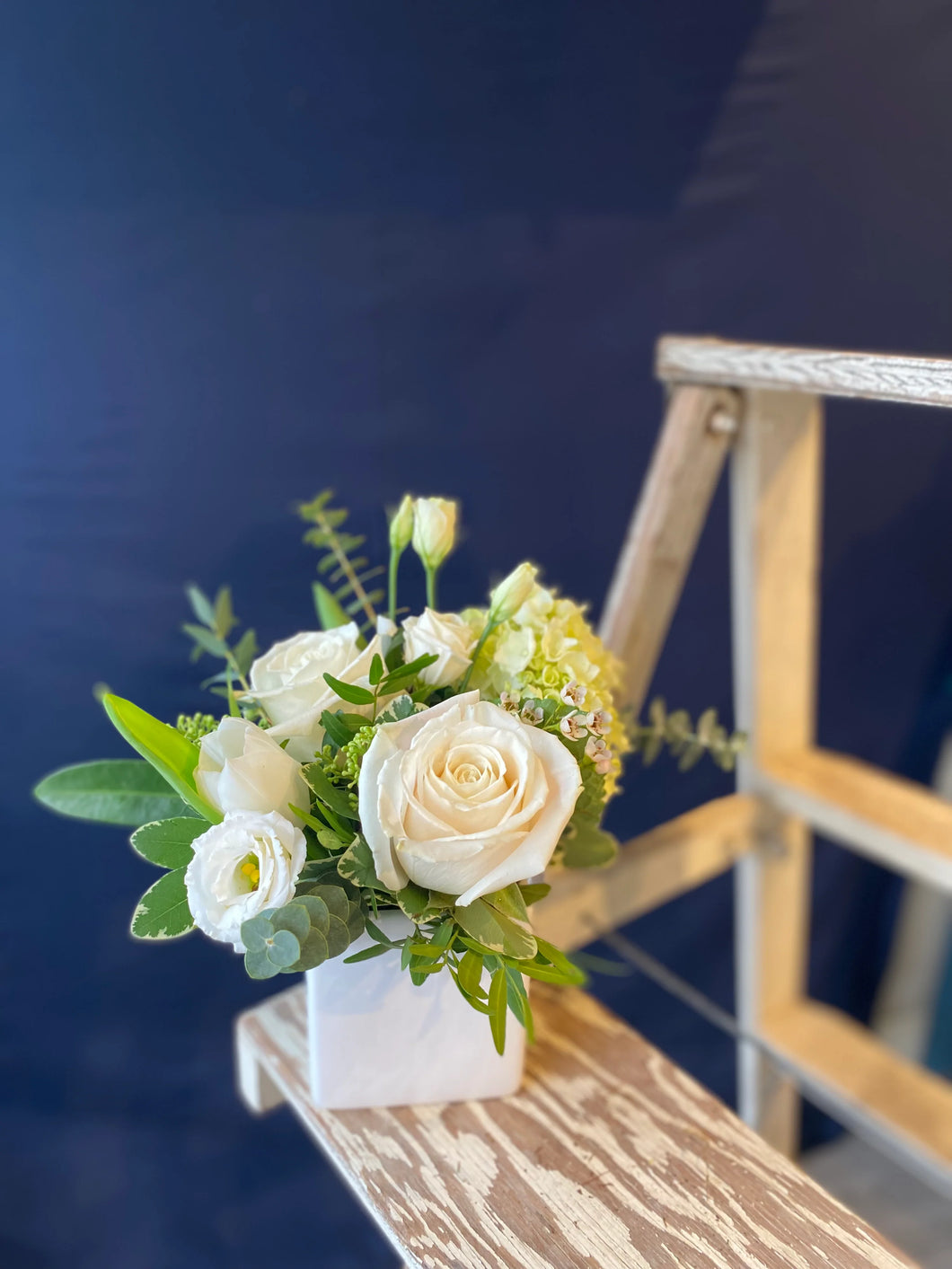 Fleurish White and Green Vase Arrangement - Small