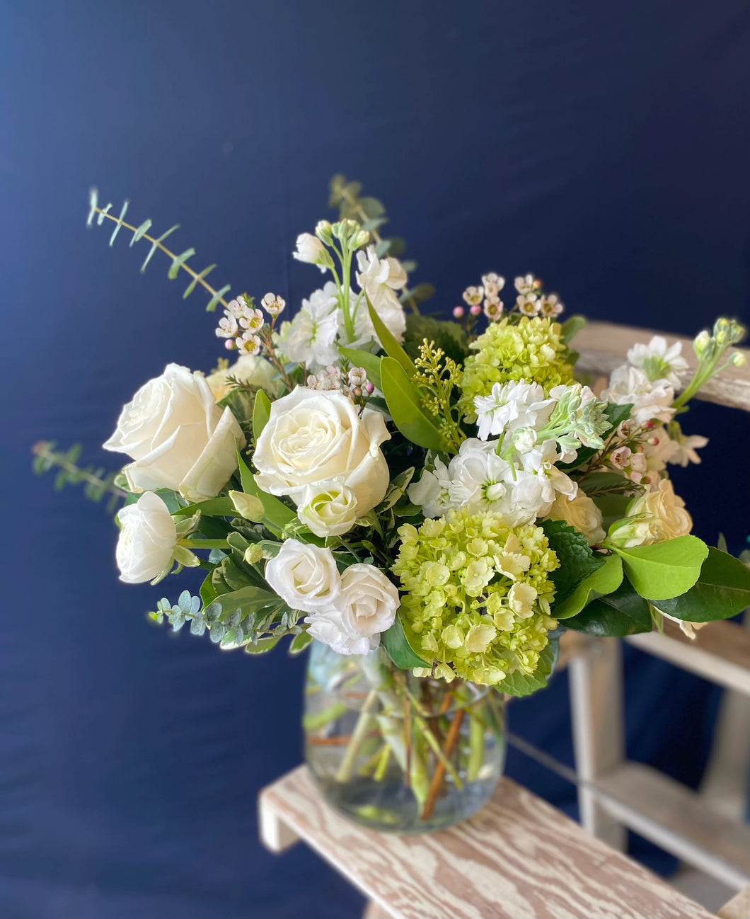 Fleurish White and Green Flower Arrangement - Large