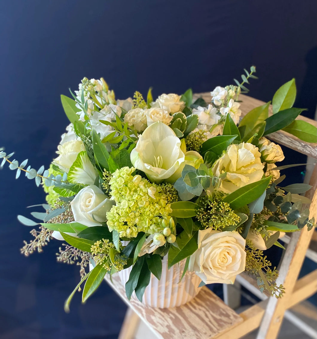 Fleurish White and Green Vase Arrangement - Extra Large