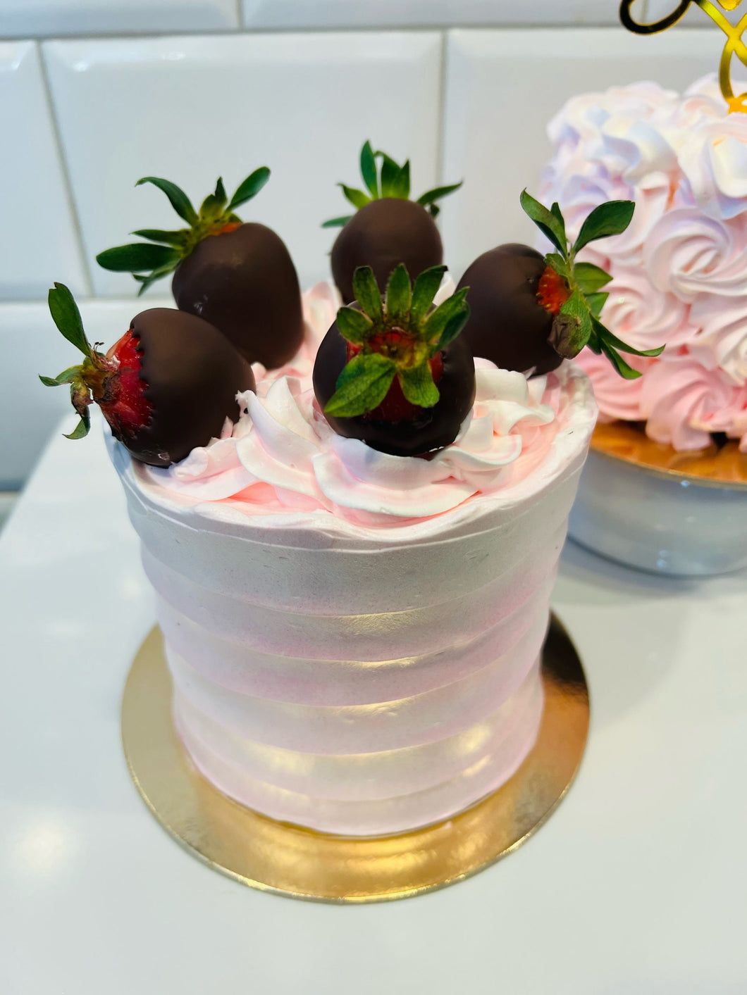 Cake with Dipped Strawberries
